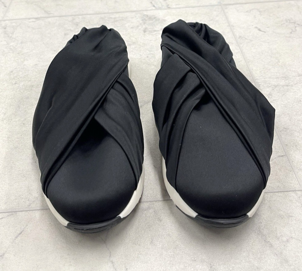NIB Casadei Satin Slip On Back Open Sneakers In Black Size:35 (US 5)