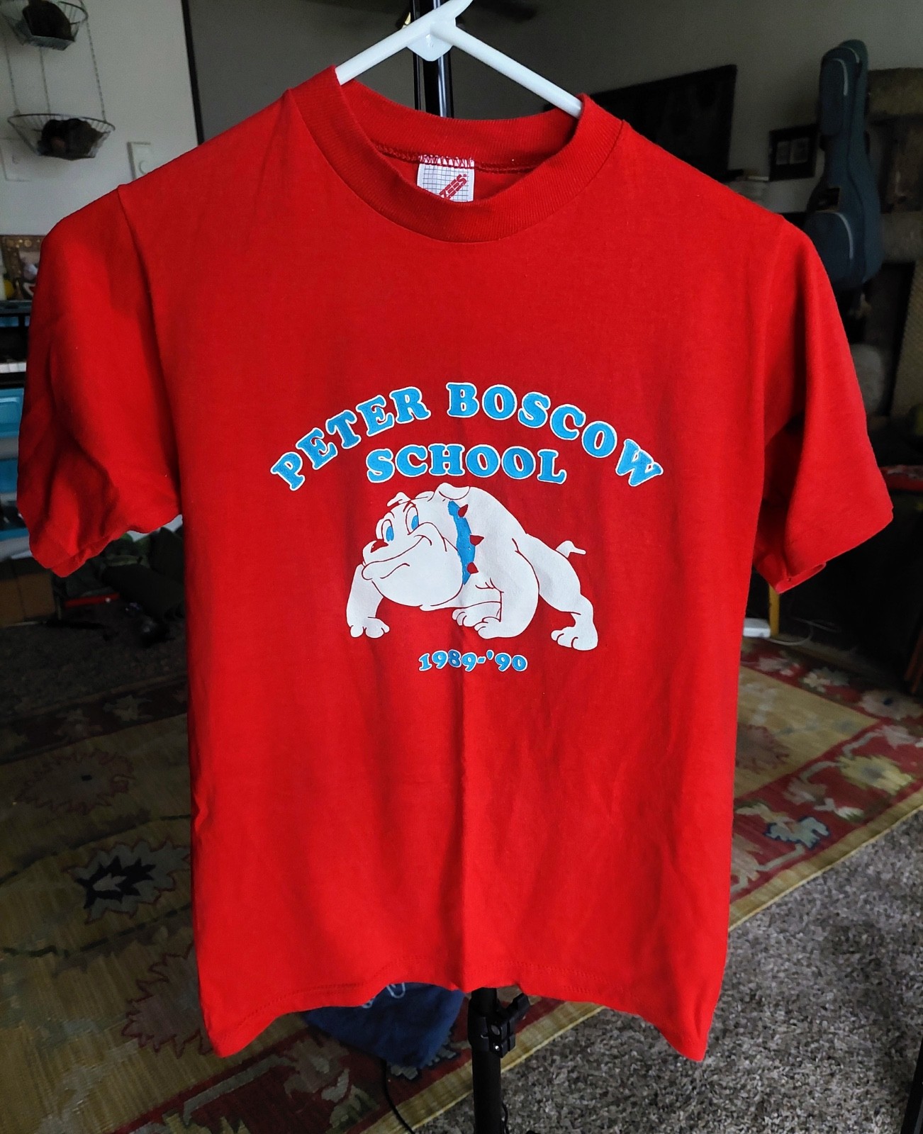 Vintage 1989 Small Graphic TEE SHIRT Red Bulldog 50/50 Poly Cotton