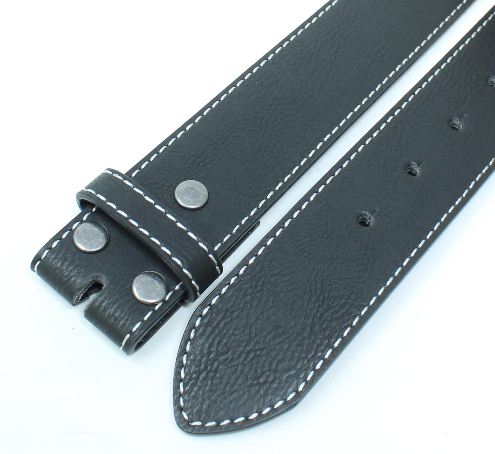 BC Belts Leather Belt Strap with Vintage Medium (32-34″ Waist), Black – White
