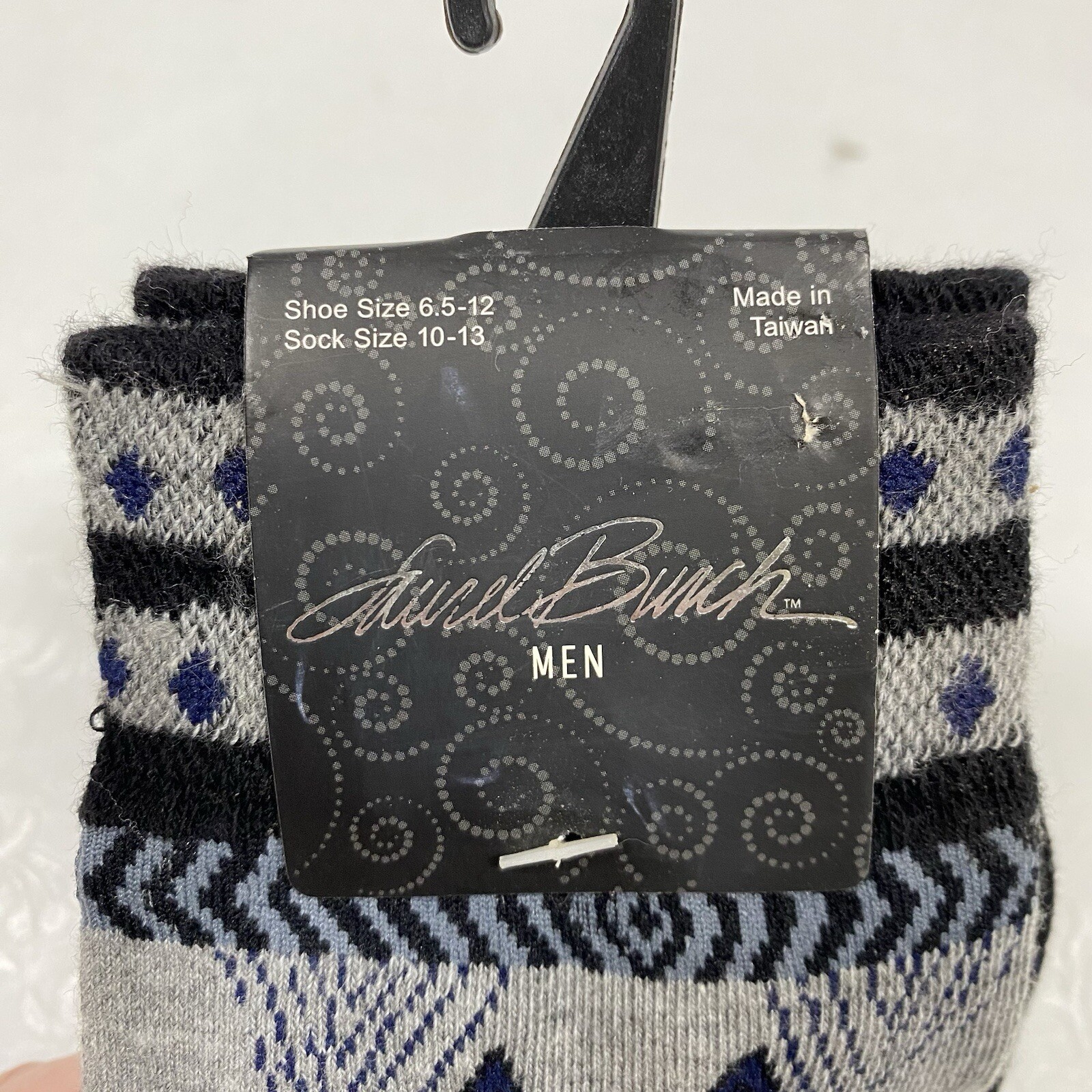 Laurel Burch Mens sz 10-13 Crew Socks Native Tribal Cat Black Gray Novelty NEW