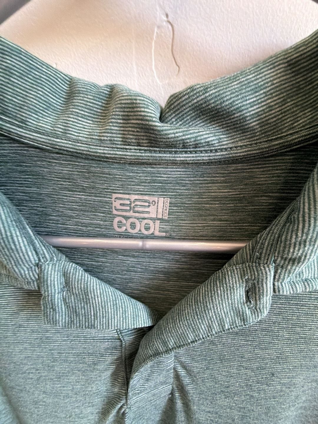 32 Degrees Cool Men’s Techno Mesh Ultra Lux Textured Polo Heather Green