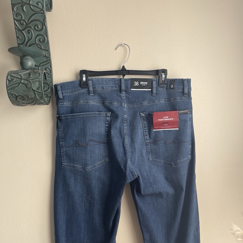 7 For All Mankind Luxe Performance Plus Men’s Slim Straight Blue Jeans