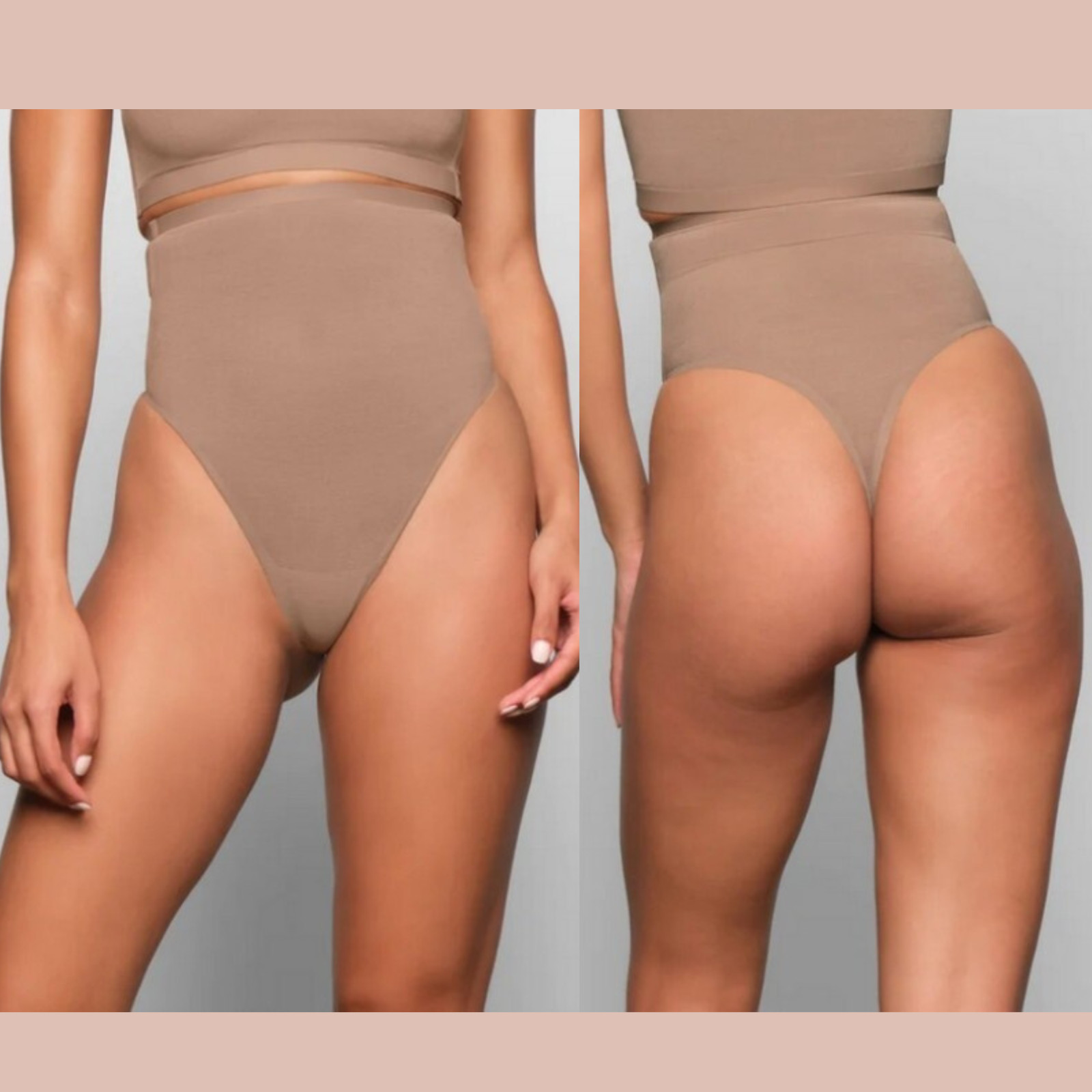 NEW $72 SKIMS [ 2PC Small ] Scuplt + Mesh High Waist Thong Sienna + Onyx #T2032