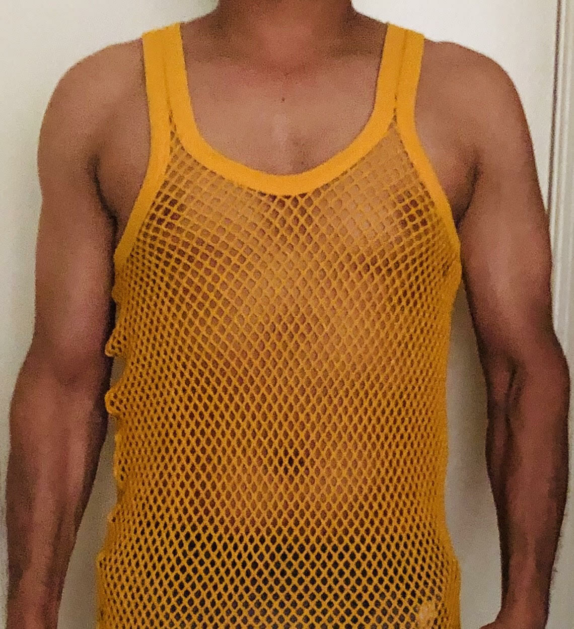 Men Vest Tank Top Hot Cotton Mesh Reggae See Through Fishnet Casual Fitting