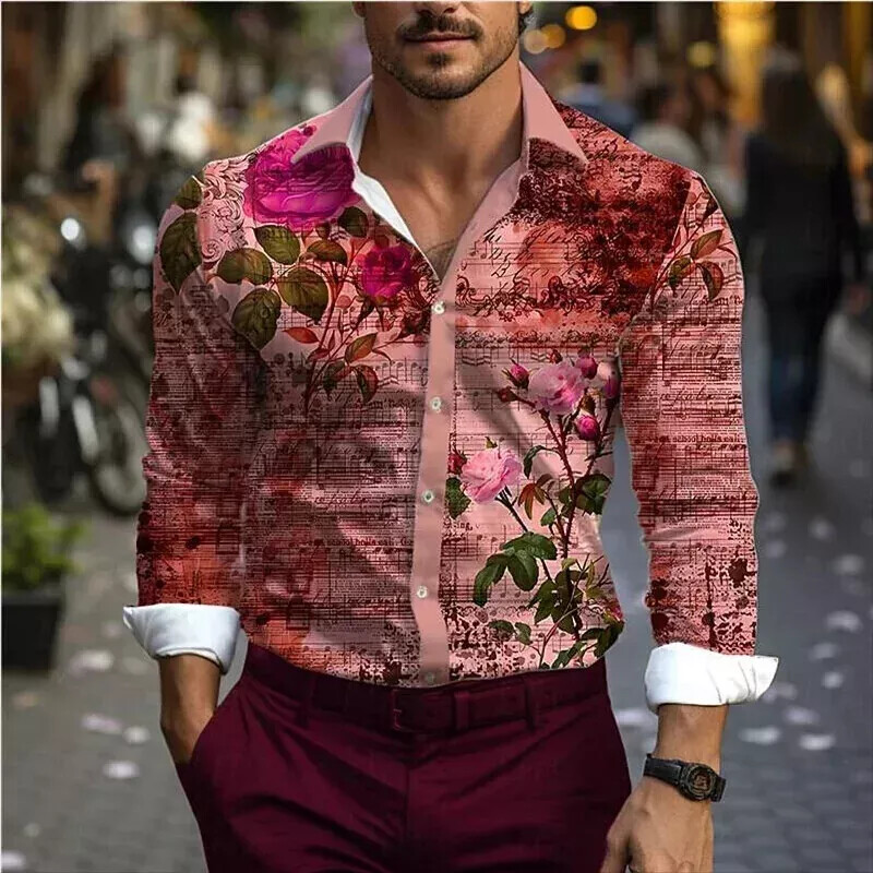 Men Western Long Sleeve Shirts Slim Button Down Dress Shirt Blouse Casual Tops