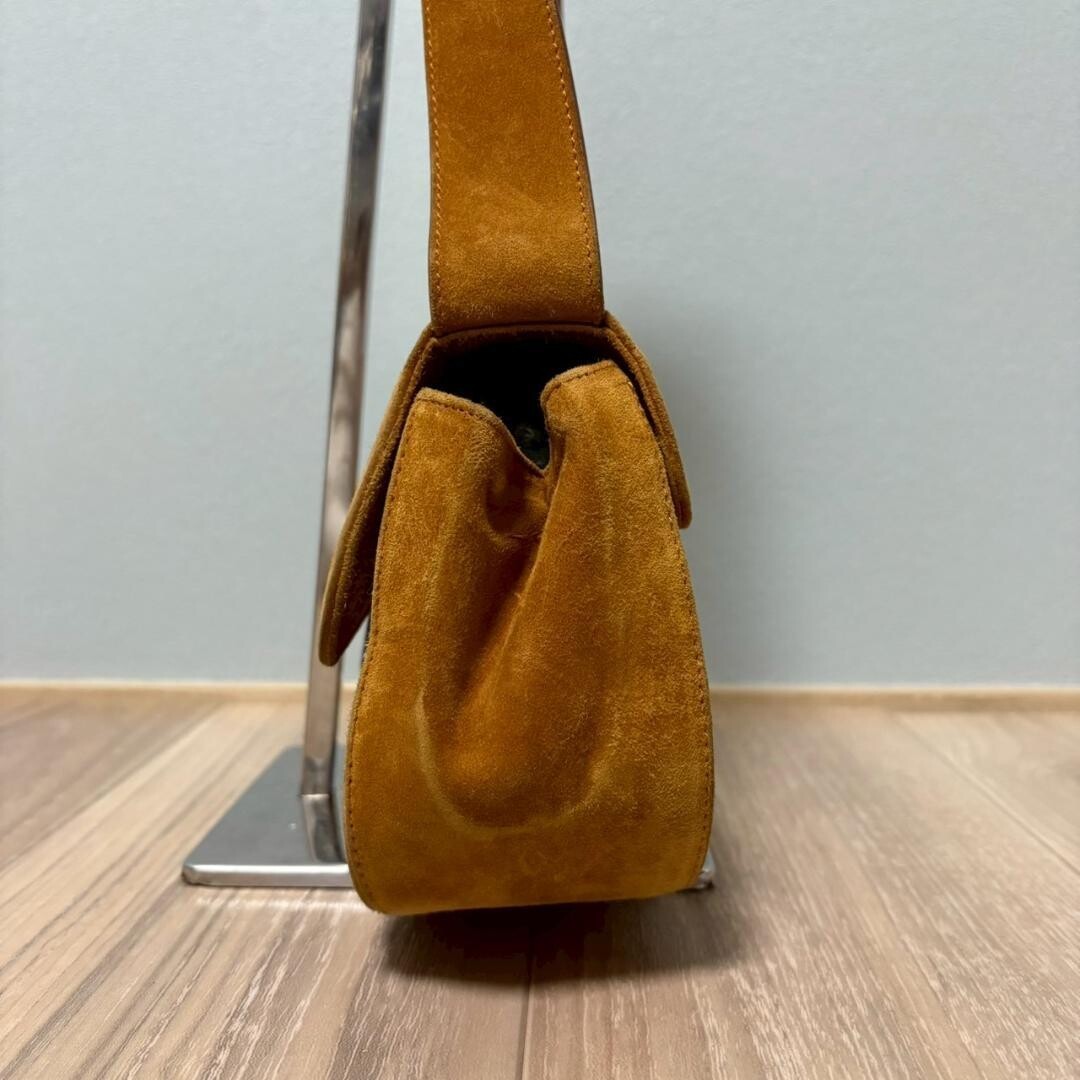 Salvatore Ferragamo One Shoulder Bag Gancini Suede Camel Vintage Auth From Japan