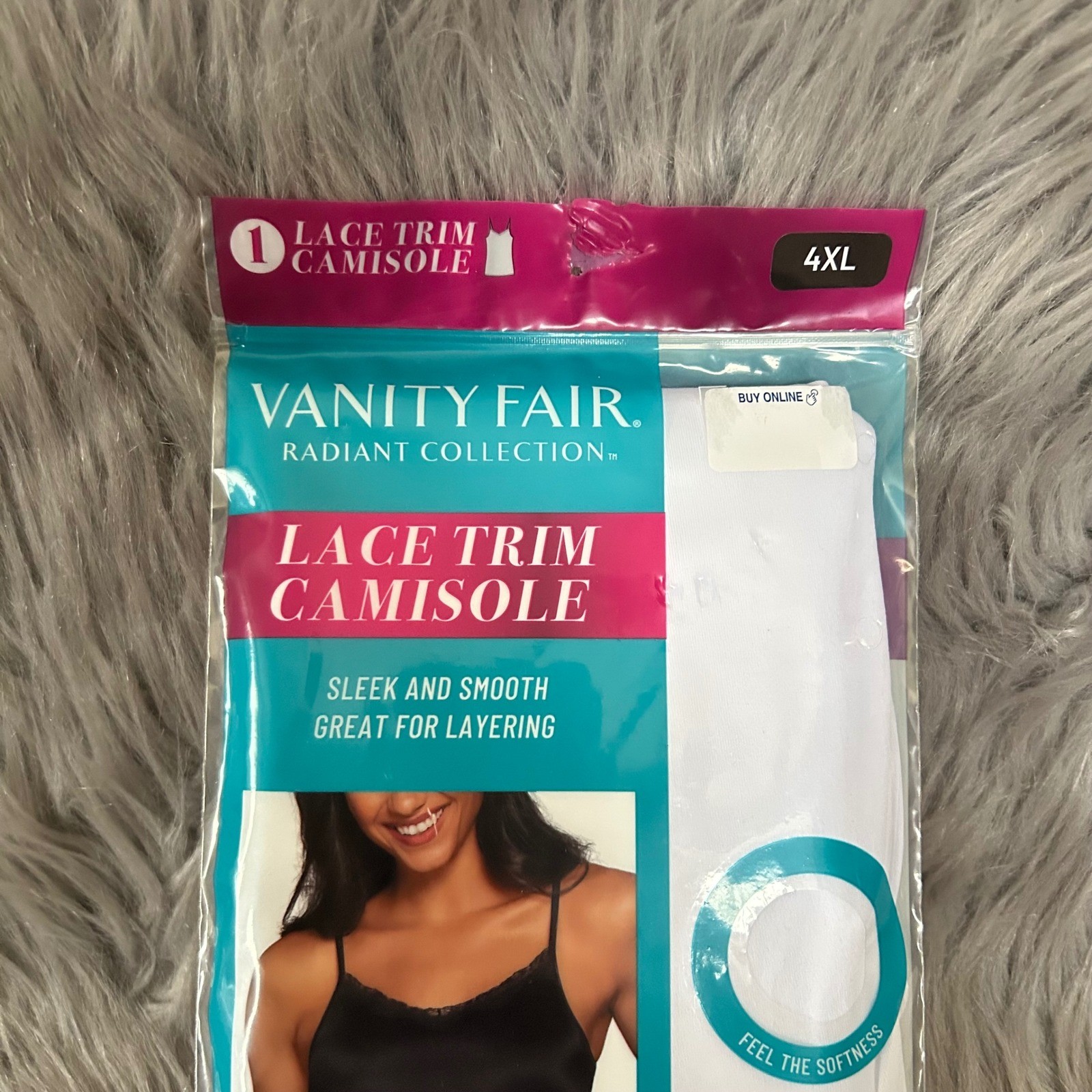Vanity Fair Radiant Collection Lace Trim Camisole Women’s Size 4XL White Tank