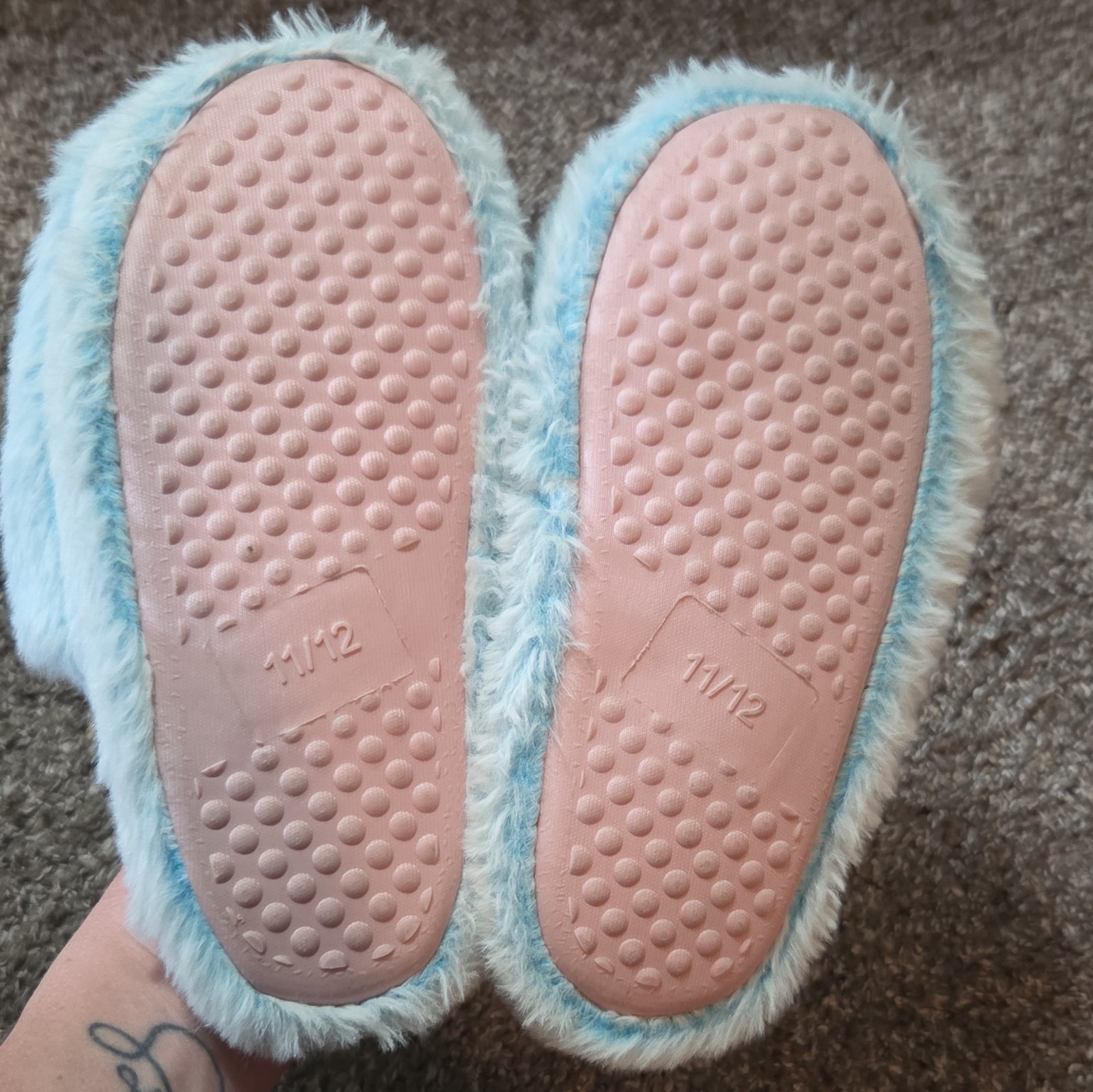 Disney Lilo & Stitch Stitch & Angel Girls Blue Faux Fur Non-Slip Slippers 11.5