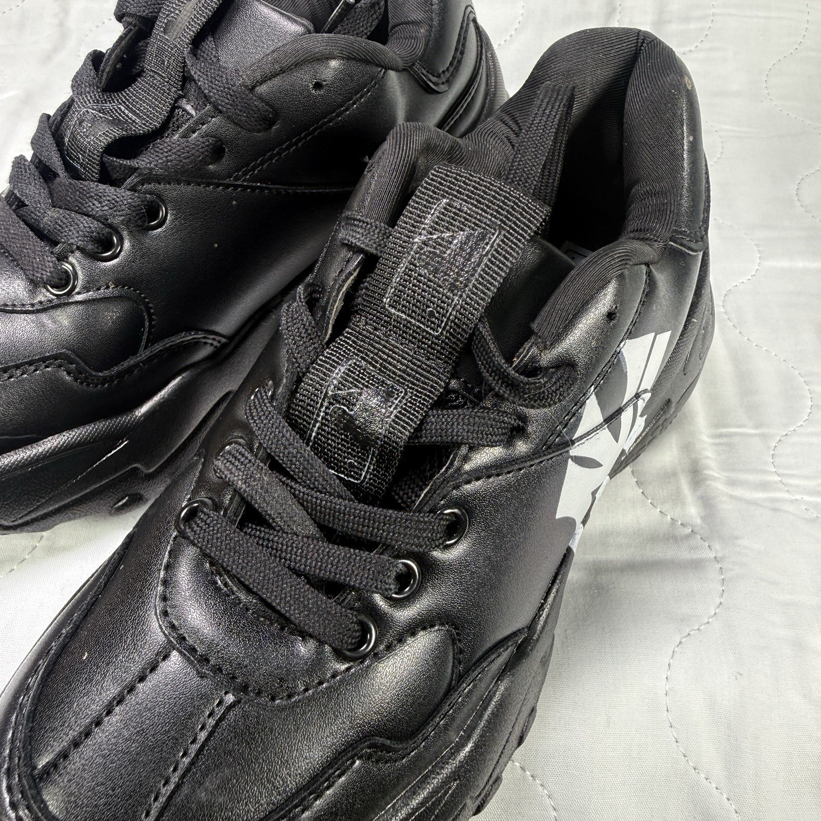 NY Cartoon Baseball Chunky Sneakers Black Dodgers Style Streetwear Shoes Mens 7