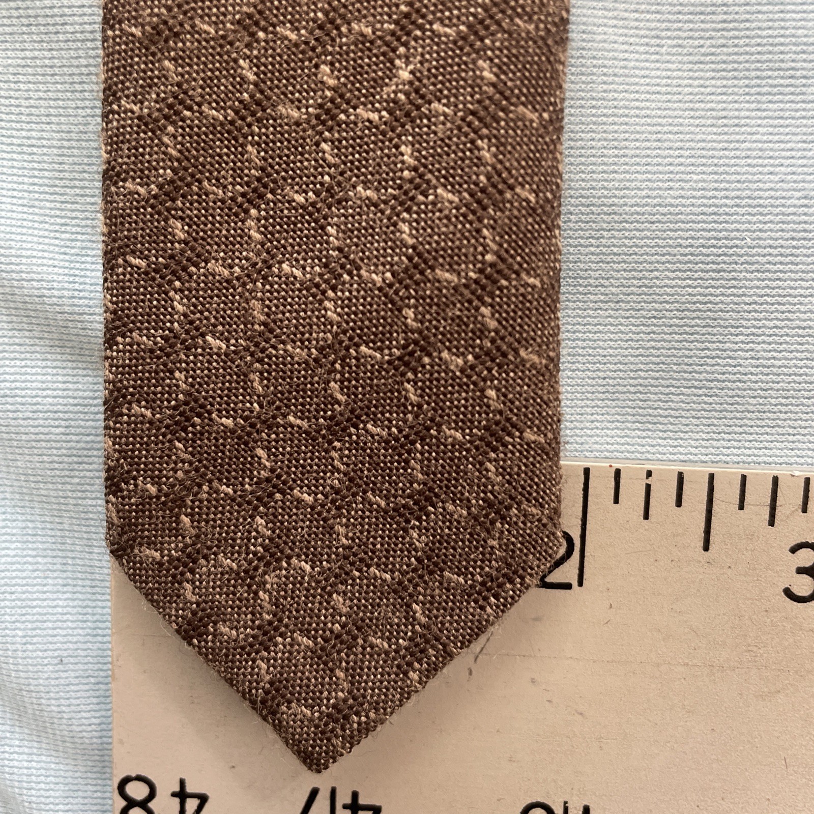 Vtg 60s Tie Wool Cotton Necktie Brown Woven MCM Deco Texture Cloth Cravat 2×53