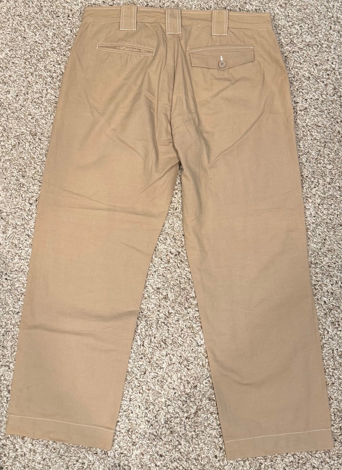 Rogues Gallery Men’s XL Tan Canvas Pants 36×28 Relaxed Straight Contrast Stitch