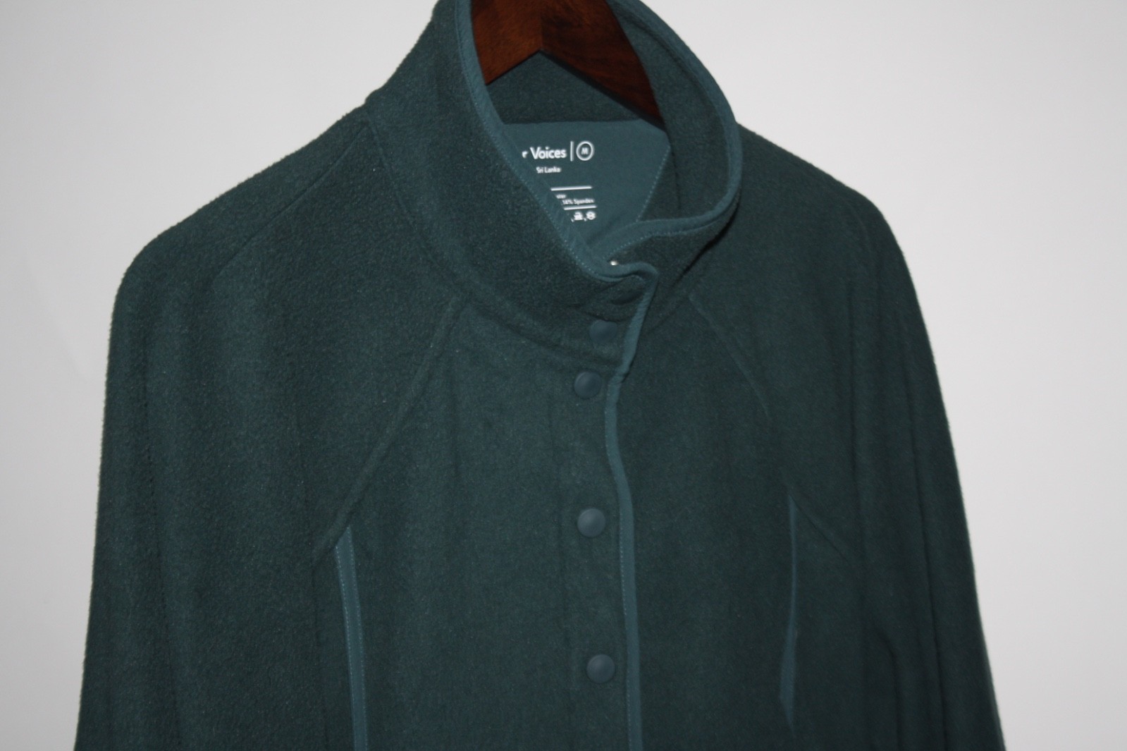 OUTER VOICES Snap Fleece Mens Medium Green Sweatshirt Jacket 100% Recycled Poly