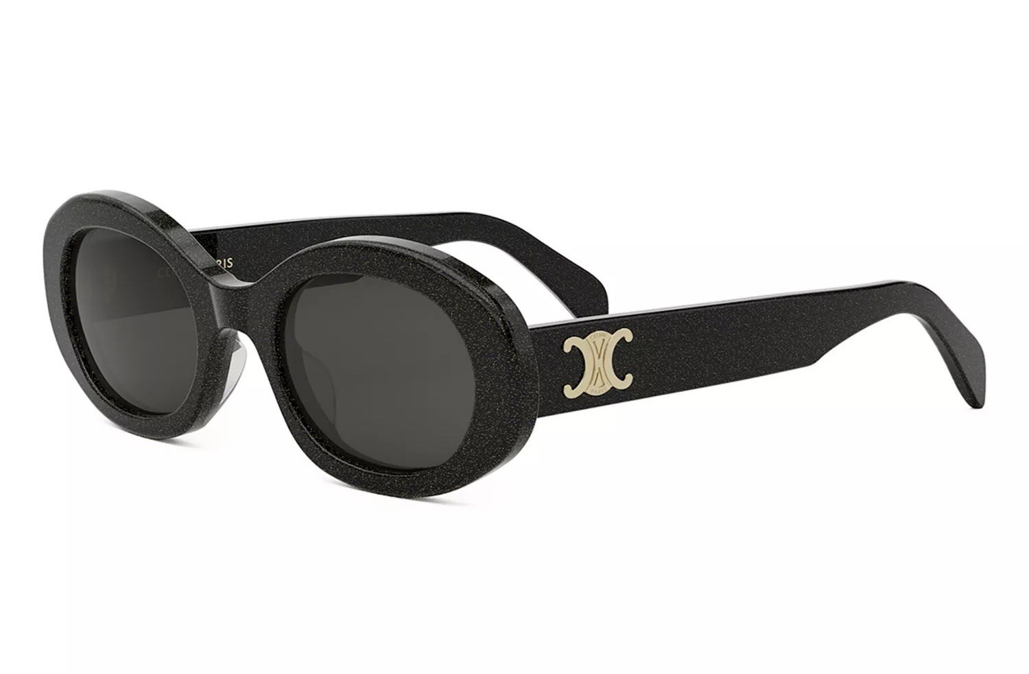 Celine Triomphe CL40194U 01A Shiny Black Smoke Oval Women’s Sunglasses Authentic