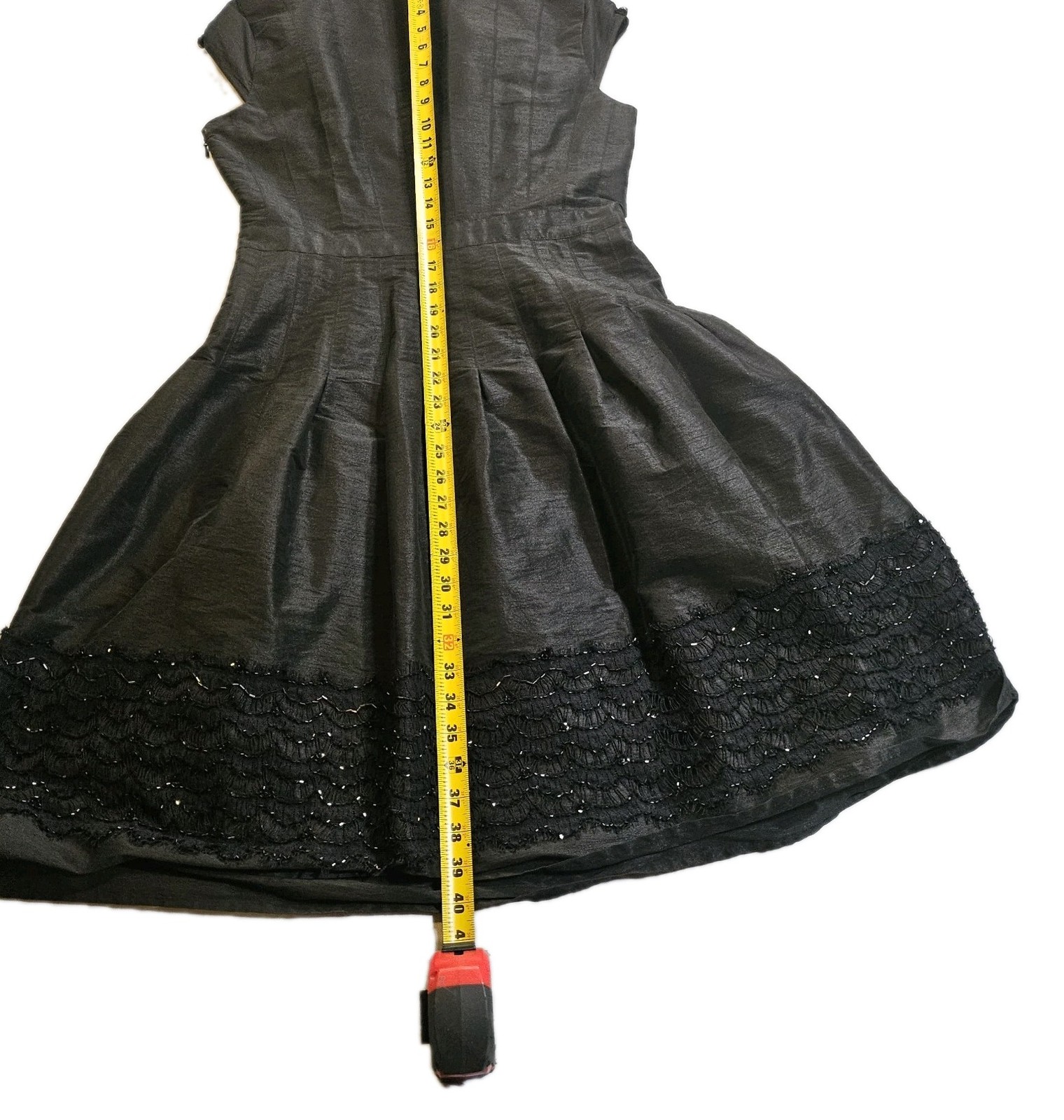 JS Boutique Blacl Fit&Flare Beaded Cap Sleeve SZ 10 50’s,Evening,Dressy,Cocktail