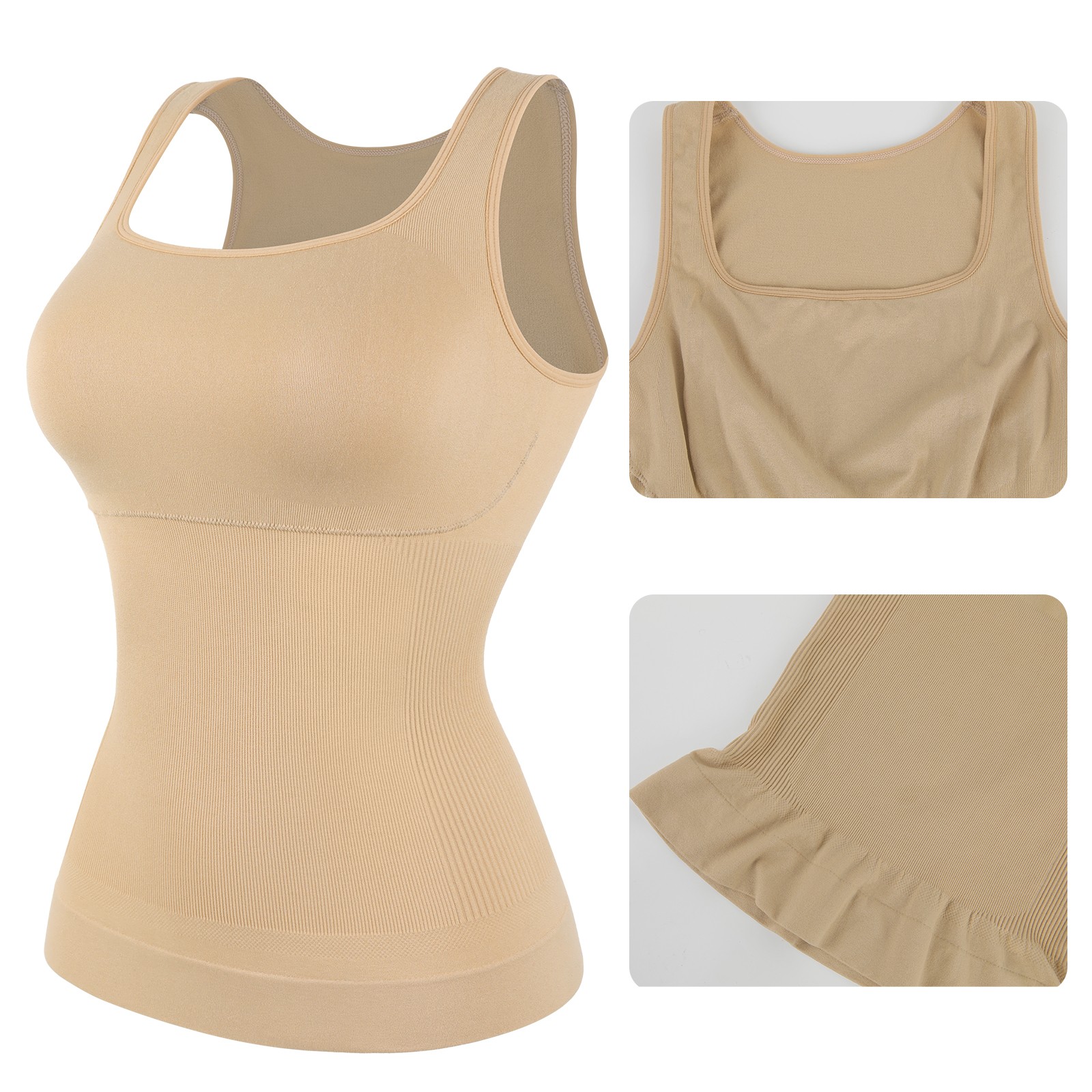 Shapewear Tops with Tummy Control Shapewear Tanks Square Neck Compression Tank