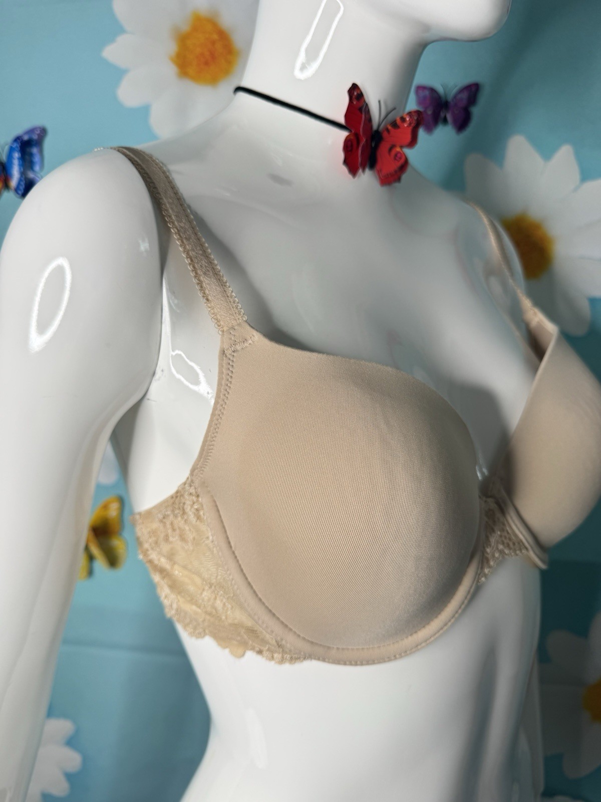 WACOAL FRENCH GARDEN FULL COVERAGE UNDERWIRE TSHIRT BRA SZ 38B #85340 BEIGE