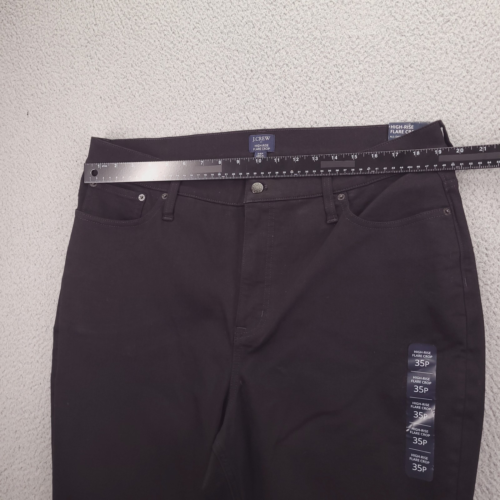 J CREW Factory Jean Womens Size 35P High Rise Flare Crop Black Stretch Denim NEW