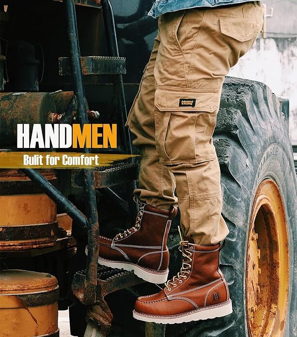 Stylish Classic 8″ Soft Toe EH Leather Slip Resistant Breathable Mens Work Boot
