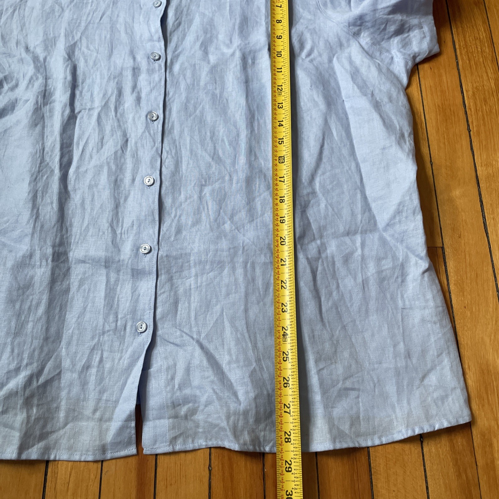 LL Bean 100% Linen Blue Button Up Shirt Womens 2XL Or 3XL EUC See Pictures