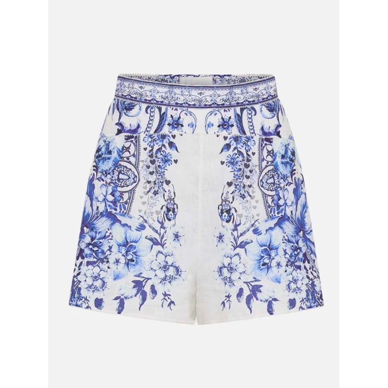 Camilla Linen Glaze and Graze Wide Waistband Shorts Size XS