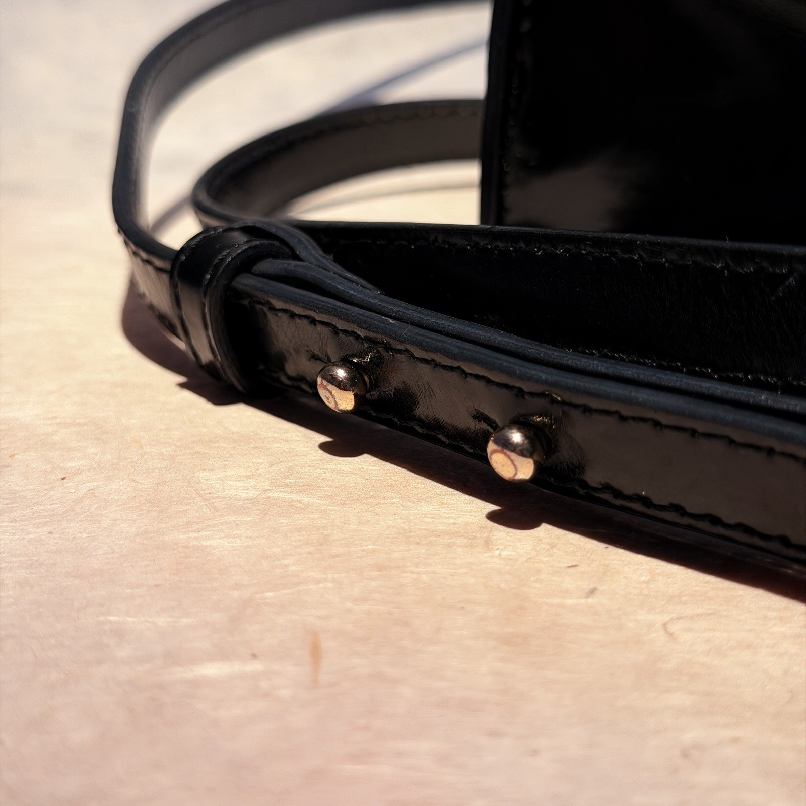 Authentic Versace Collection Black Patent Leather Crossbody Bag Medusa Clasp
