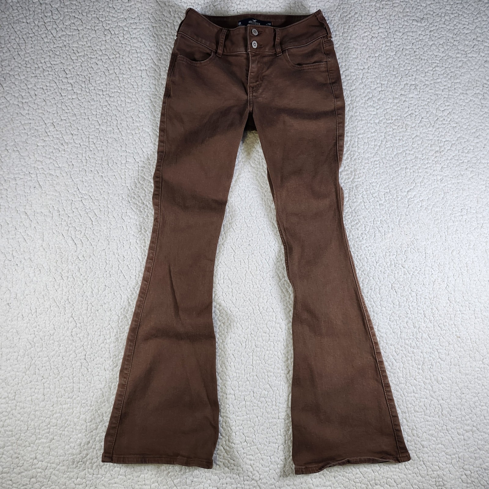 Hollister Low-Rise Flare Brown Stretch Jeans Women’s Size 0 W25R 25×27.5