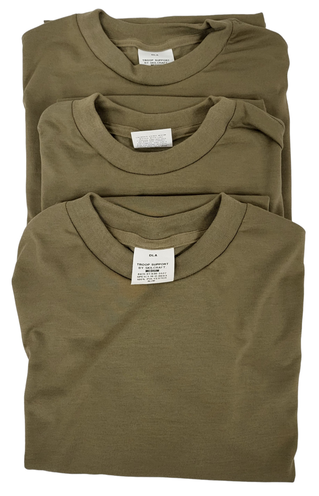 (3 PACK) DLA Skillcraft Troop Support Coyote Med Crew Neck Army Military T-Shirt