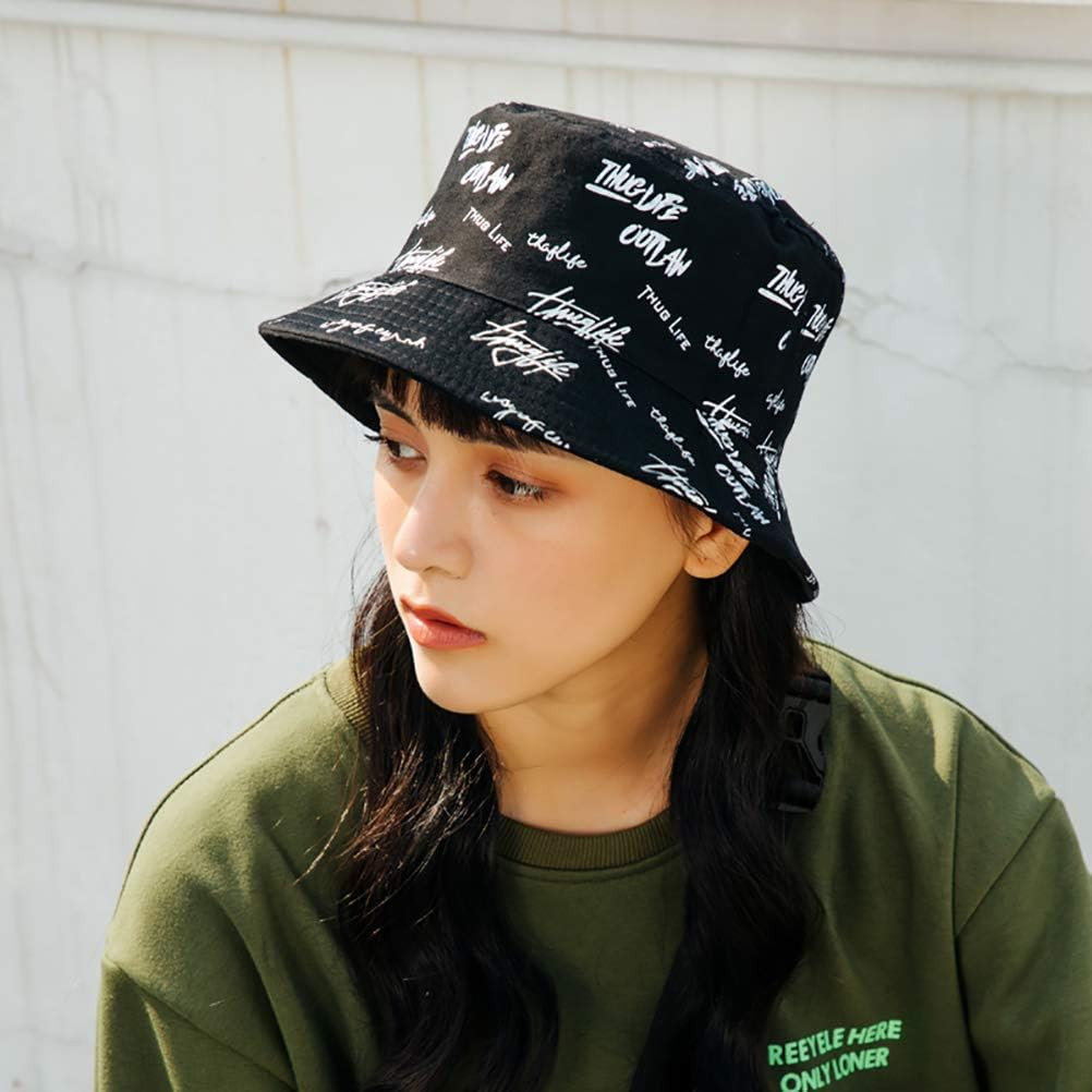 Unisex Bucket Hat Beach Sun Hat Aesthetic Fishing Hat for Men Women Teens, Rever