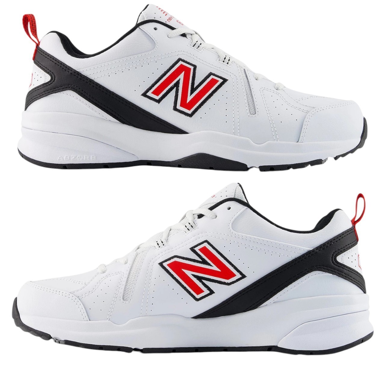 New Balance 608 v5 Mens 4E X-Wide 8.5 to 13 White Red MX608HR5 Training Shoes NB