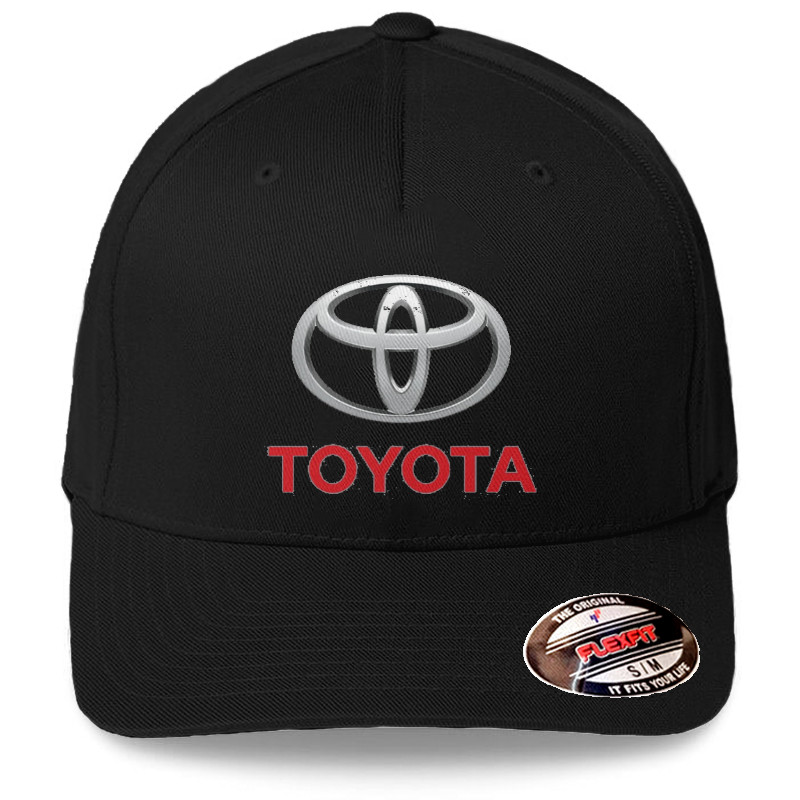 Toyota Motor Auto Logo Black Hat Flexfit Baseball Cap Printed Emblem S/M & L/XL