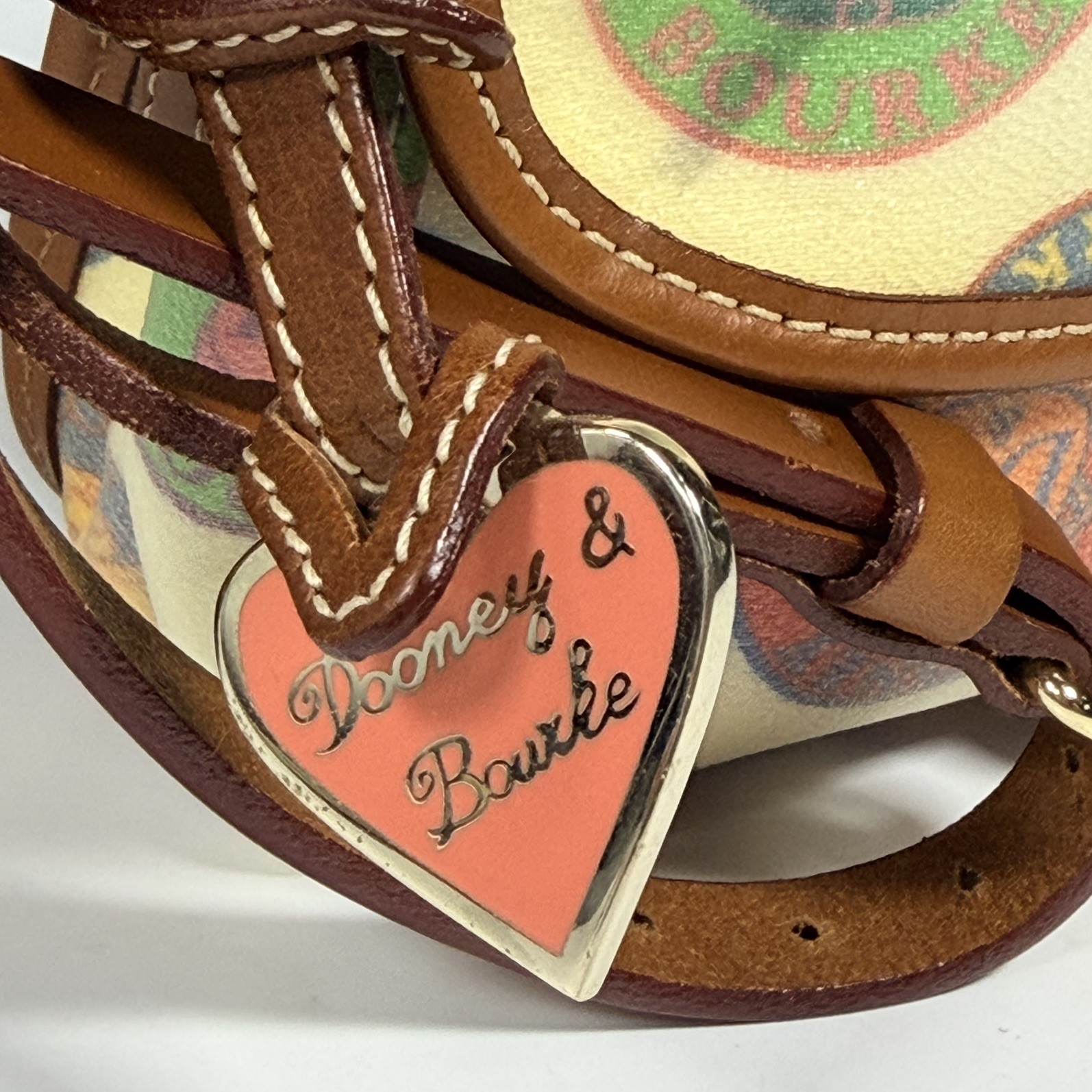 Vintage Dooney & Bourke Multicolor Crest Logo Pochette Shoulder Bag Y2K Leather