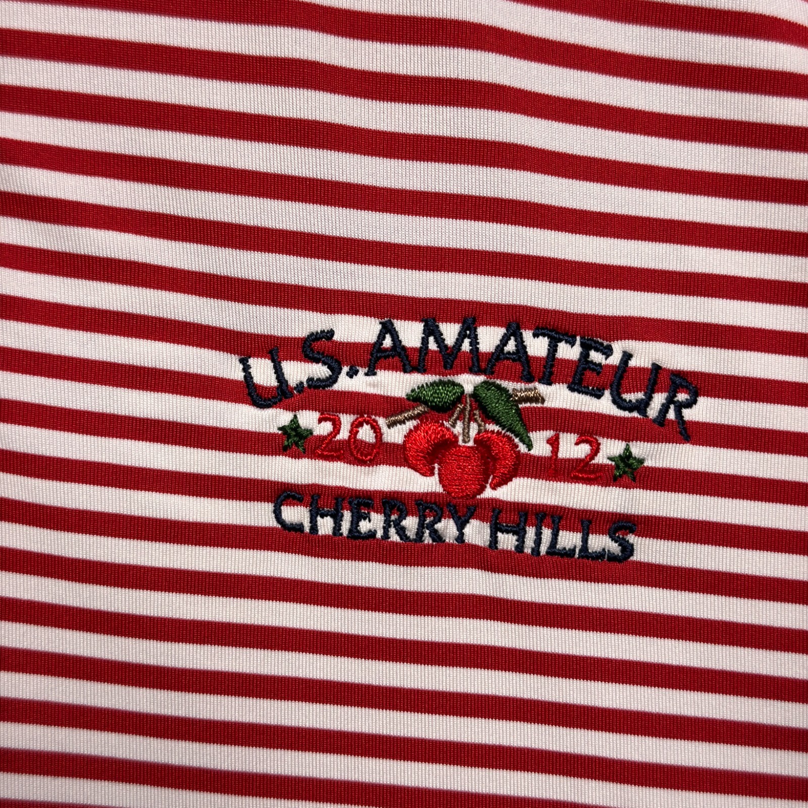 Footjoy Polo Shirt Mens Large Red Striped Prodry Lisle US Amateur Performance