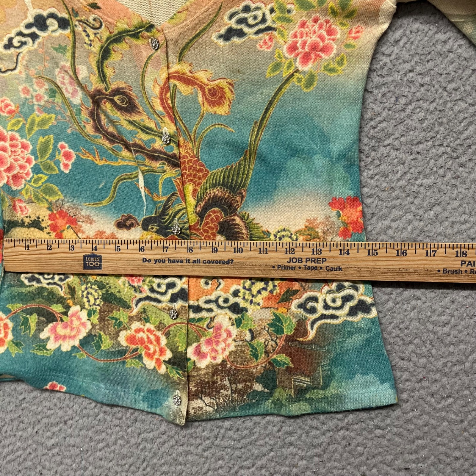 Mushka By Sienna Rose Top Womens S Colorful Oriental Asian Y2K Art Button Up