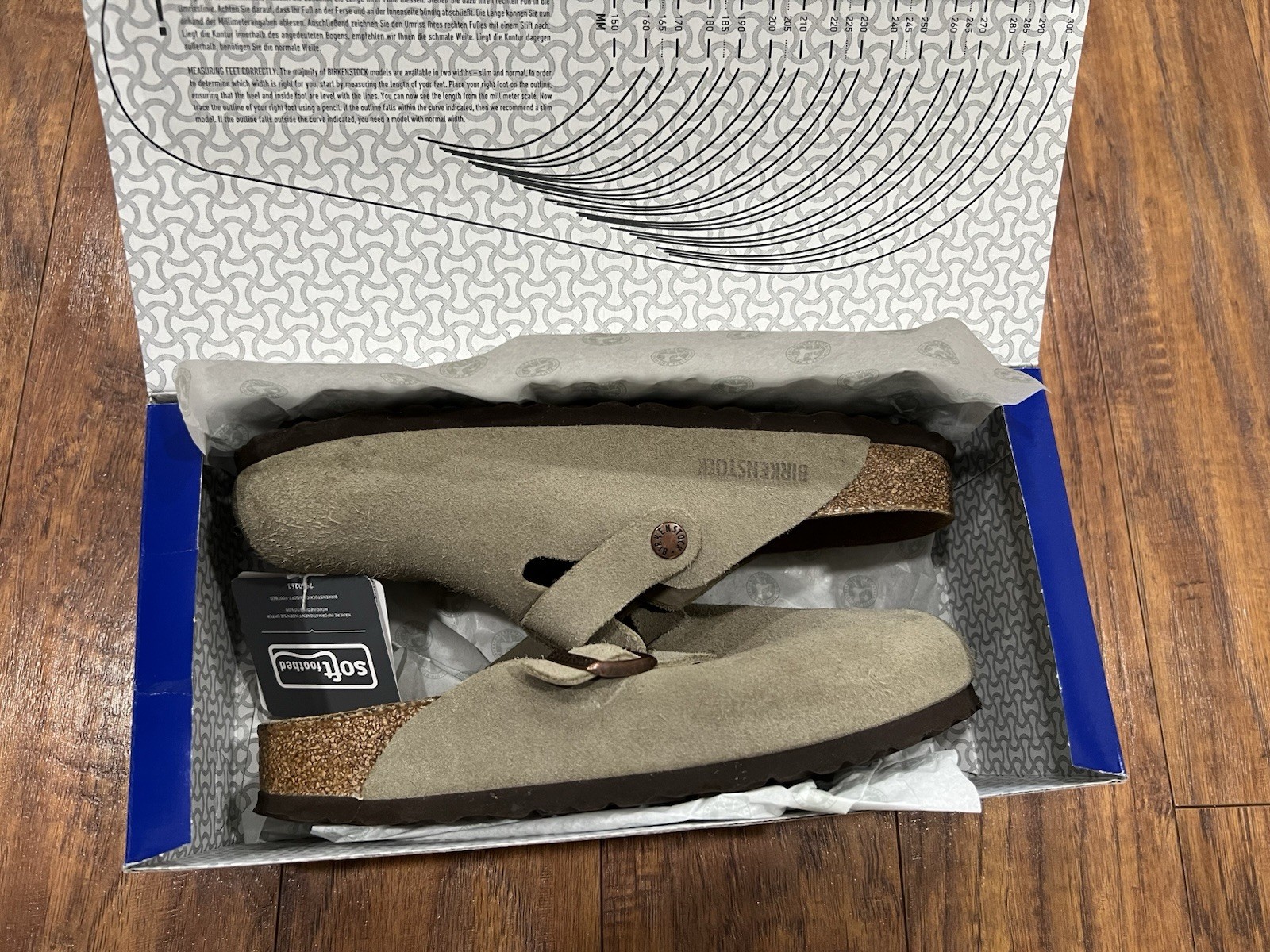 Birkenstock Boston Leather Suede Soft Footbed Taupe Narrow Fit Sz W9 M7