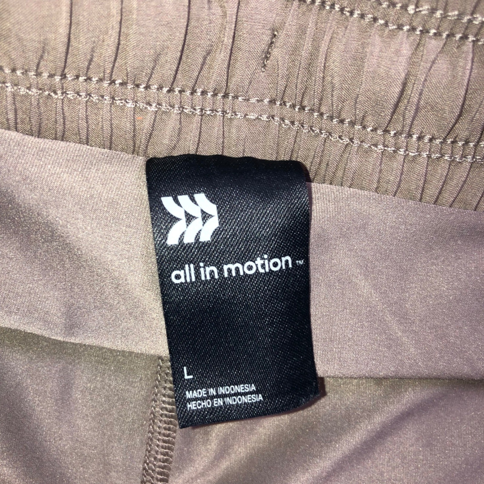 All in Motion Brown Athletic Skort Large Elastic Waist Drawstring Pockets