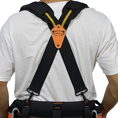 Tool Belt Suspenders for Men Work Belt 4 point support with Yellow Strip