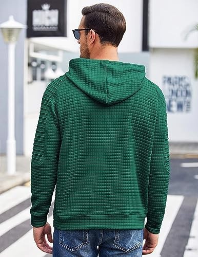 Coofandy Mens Hoodies Pullover Casaul Long Sleeve Drawstring Waffle Knit Hooded