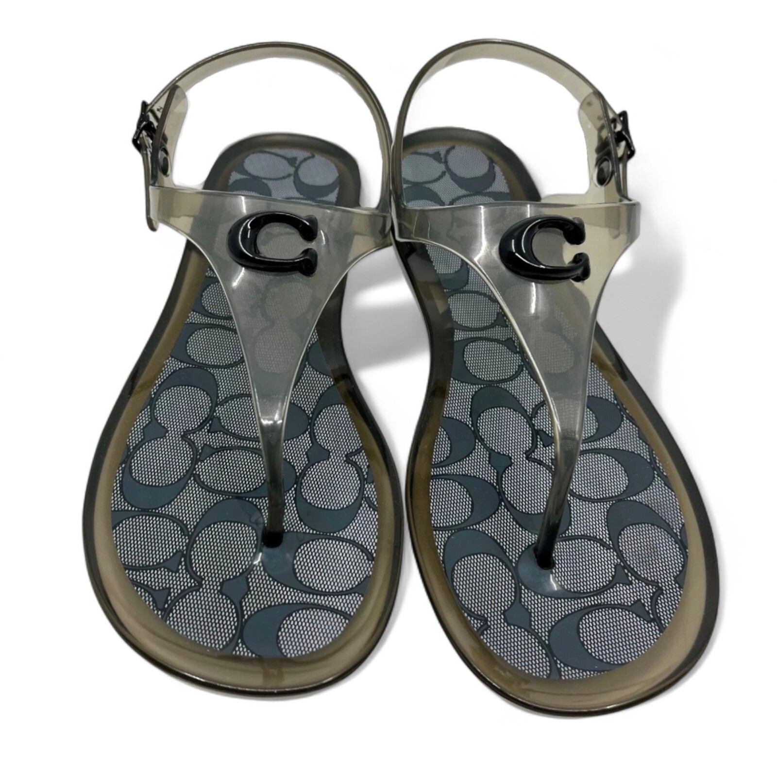 Coach Women’s Natalee Jelly Flat Sandals, Black Rubber, 6 B, New No Box