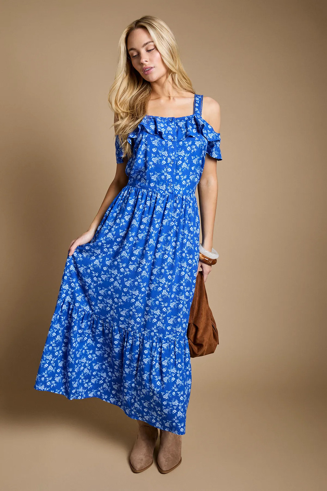 Dorothy Perkins Blue Midaxi Dress Womens Occasion Dresses