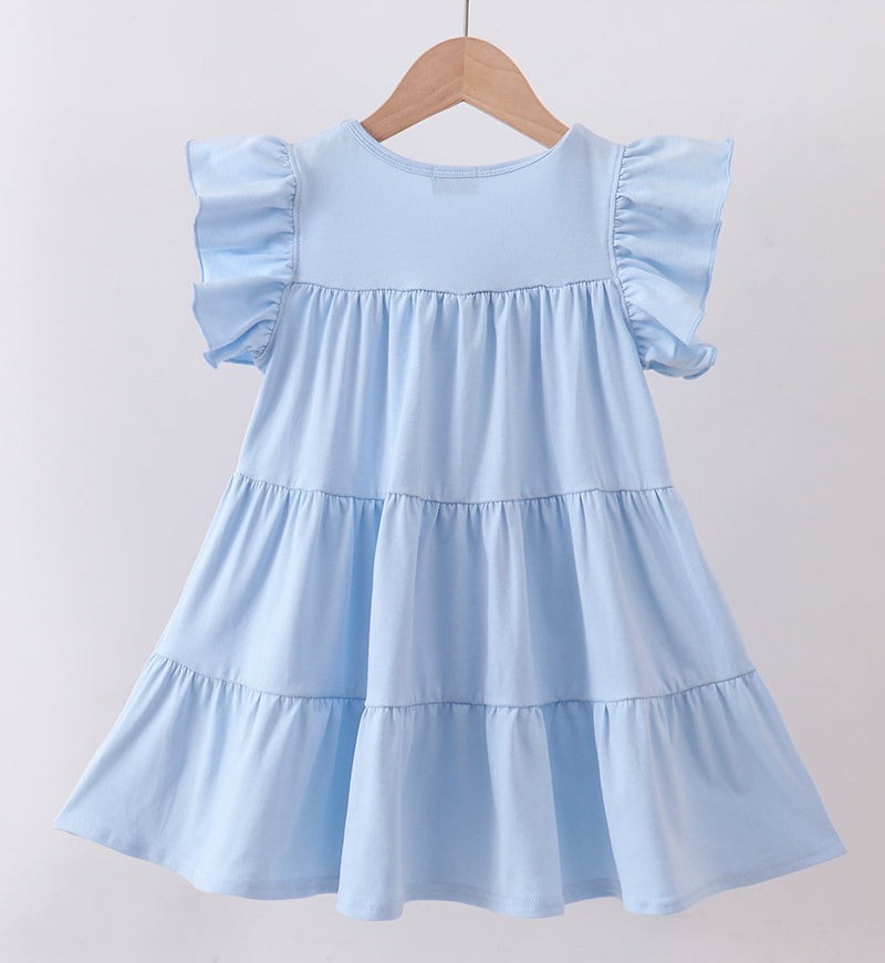 Abby & Evie Toddler Girl Blue Cross Sequin Tiered Dress Size 3T NEW