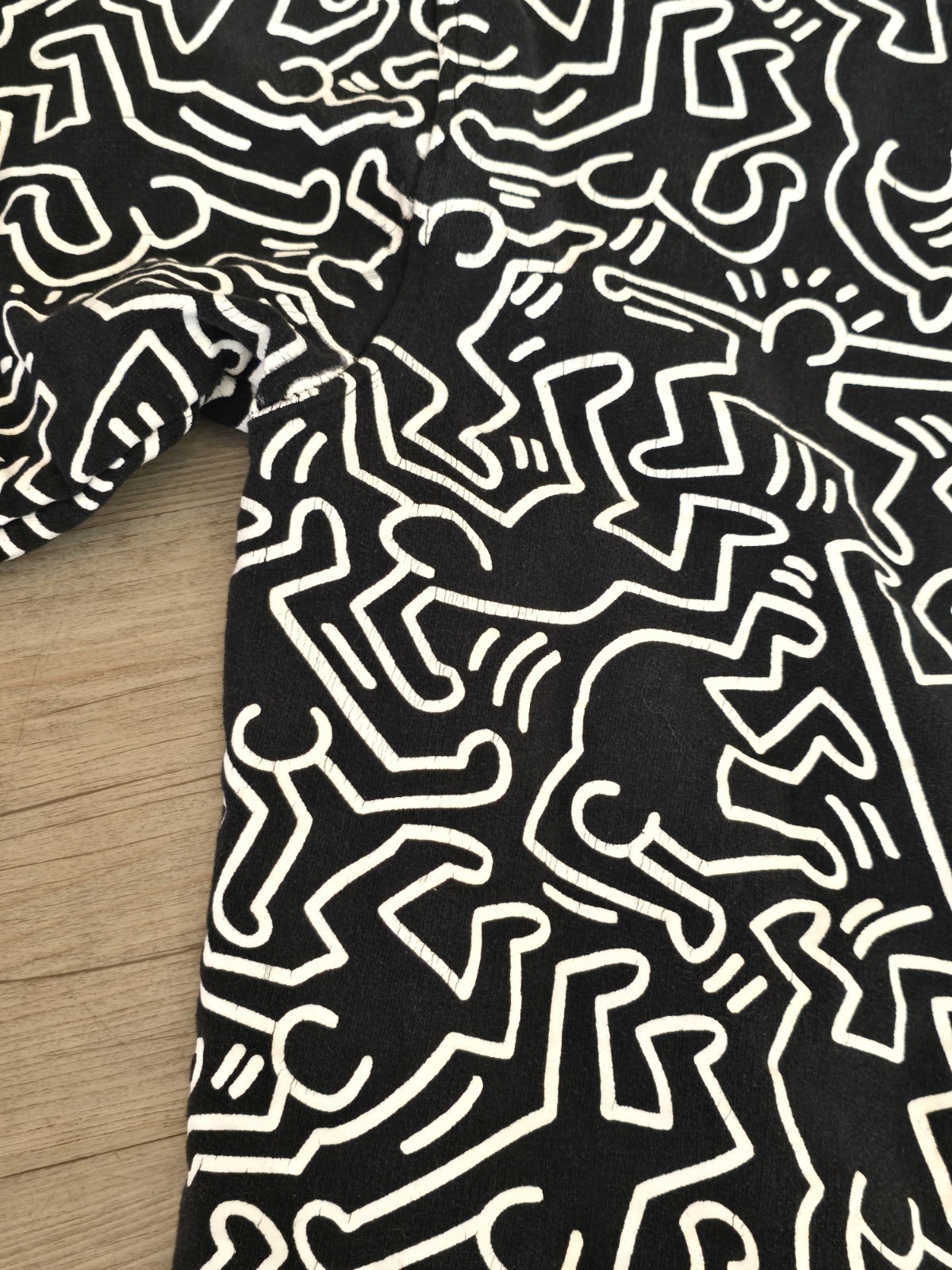 Keith Haring Youth XL Black & White All Over Print Hoodie Rare Find!