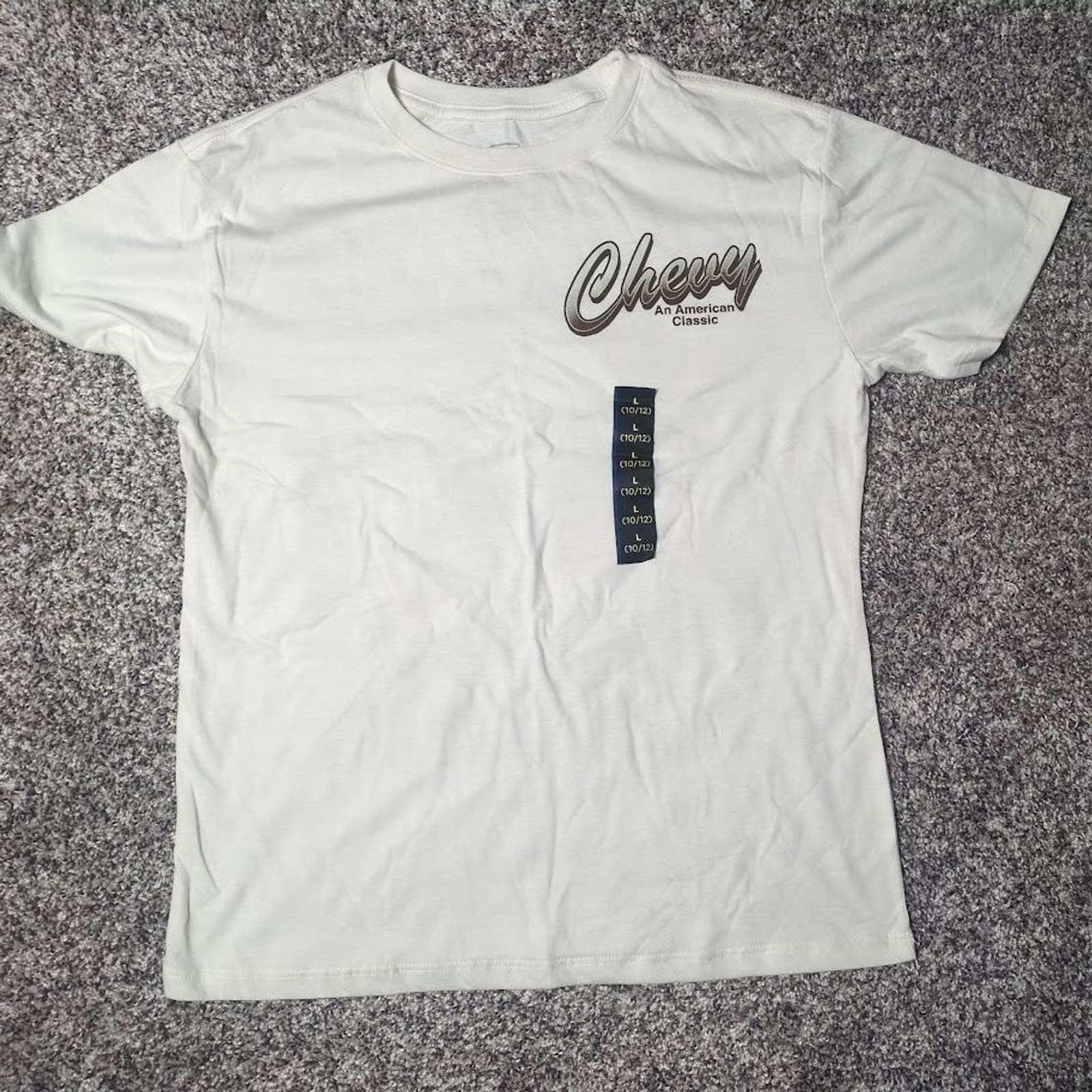 GM Chevy Chevrolet Official American Classic Boys T-Shirt Ivory Size Large 10/12