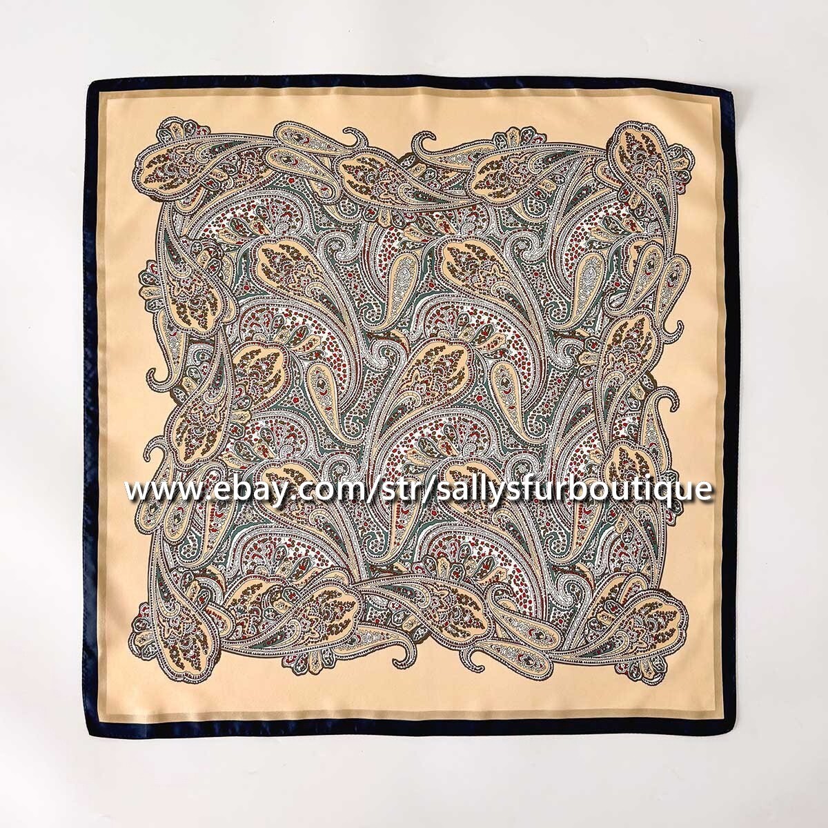 Boutique 14 Momme Twill Silk Paisley Print Double Face Necktie Scarf 65cm