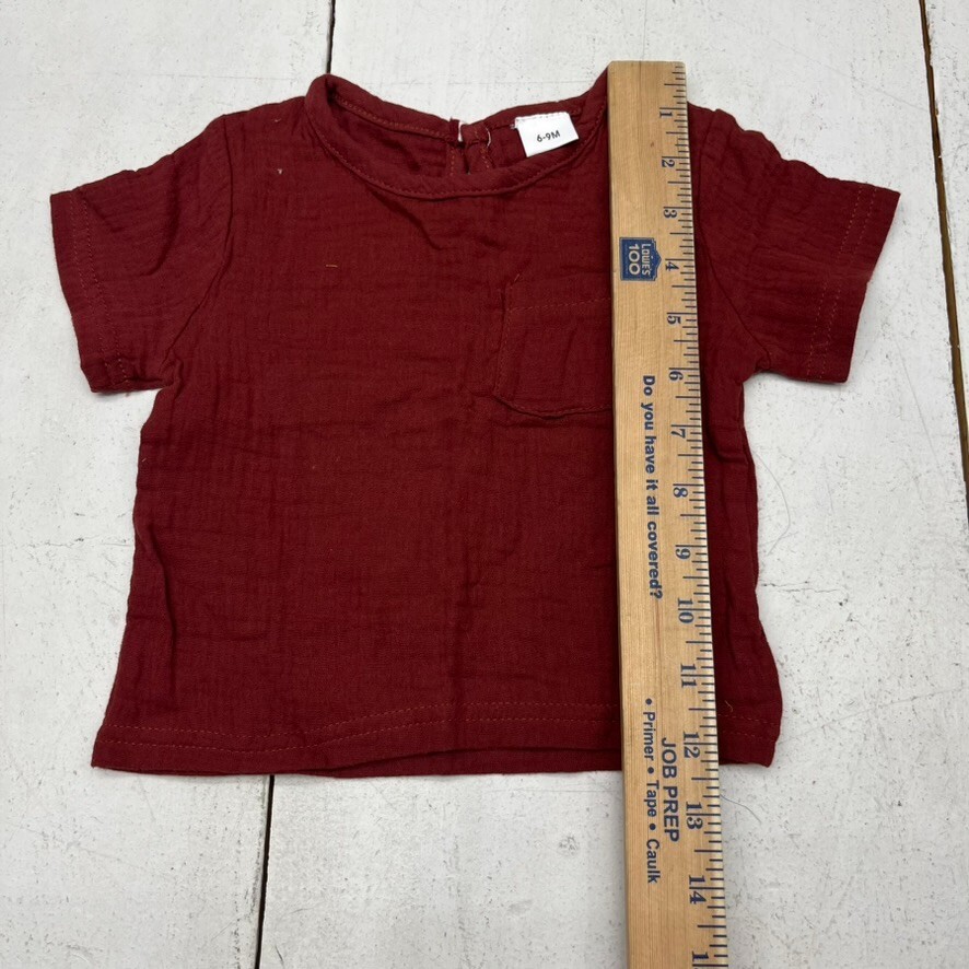Maroon 2 Piece Gauze Short Sleeve & Shorts Set Kids Size 6-9 Months NEW