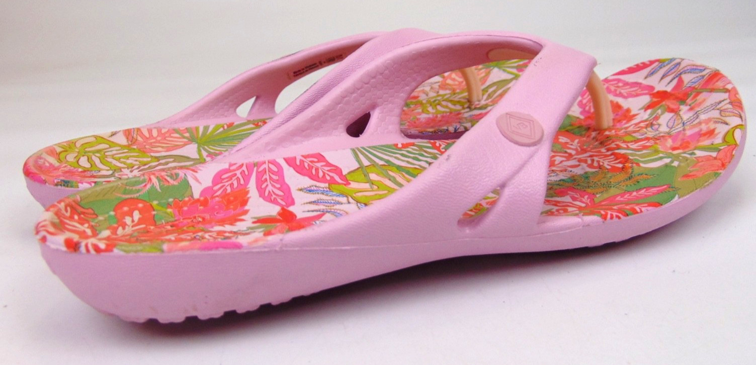 Crocs KADEE II Flip Flops Thong Sandals Women’s Size 4.0 M, Pink Floral Multico