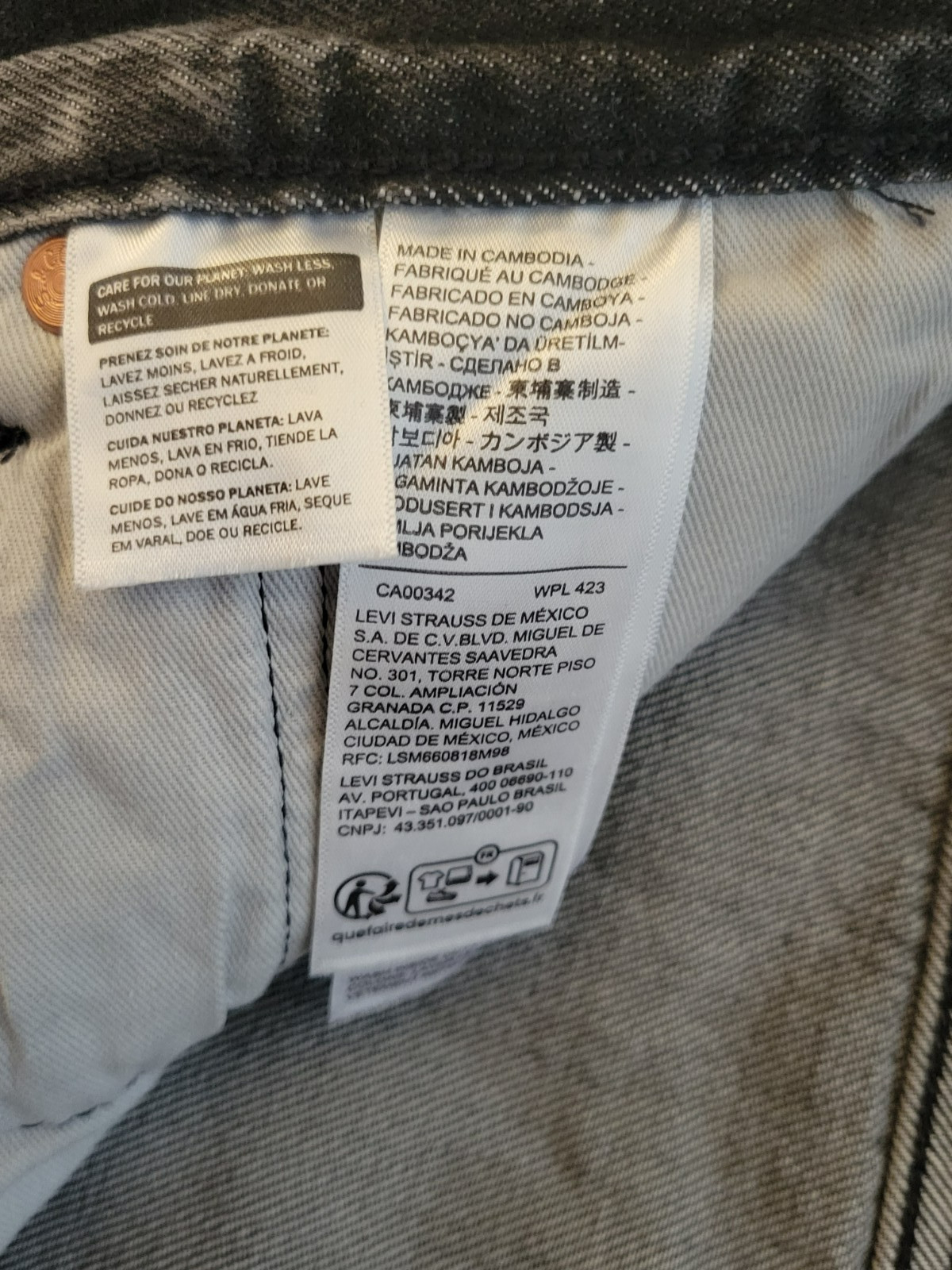 Levi’s 501 Selvedge Men’s Premium Straight Fit Jeans 36×32 Black Ash 005013658