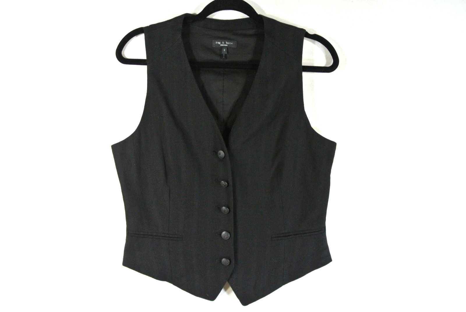 NWD RAG & BONE Priya Crepe Vest in Black Size 8 #T3631