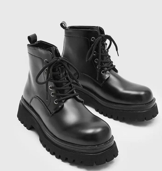 Motorcycle Men’s Platform Thick Sole Ankle Boots Lace Up Shoes Biker Oversize