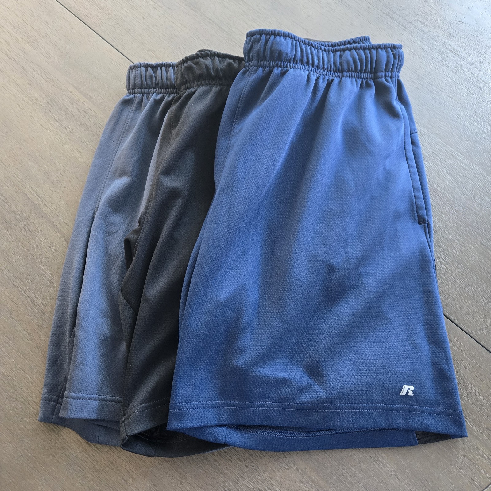 Bundle Russell Dri-Power 360 Size Large Gym Shorts Blue, Black, Grey (3 Total)