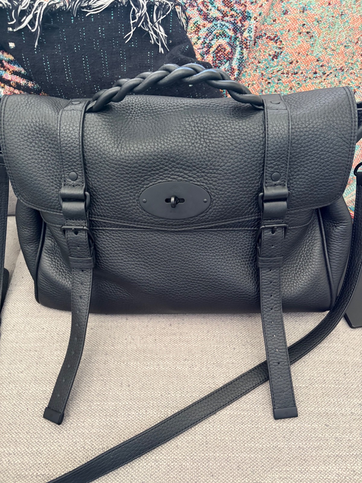 Mulberry ‘Alexa Oversized’ in Black Leather Top Handle Bag – Used Excellent